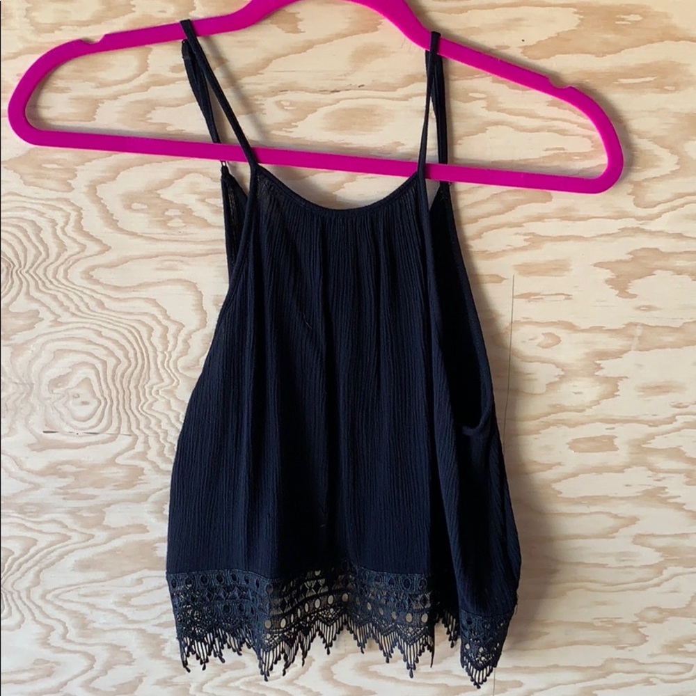 Black tank top with lace bottom